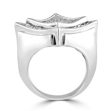 14K White Solid Gold Mens Diamond Kite Ring 3.00 Ctw